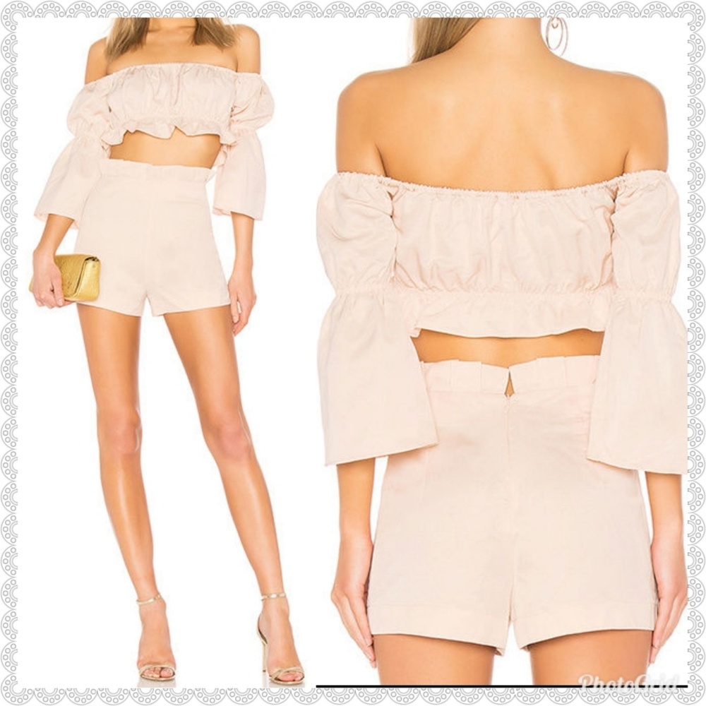 ruffle crop top and shorts set